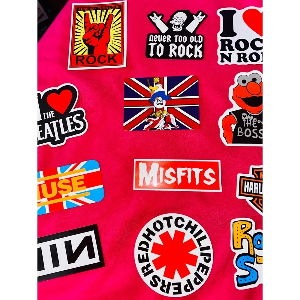 Rock & Roll Mix/Theme Water Bottle- Laptop Sticker Bundle of 12